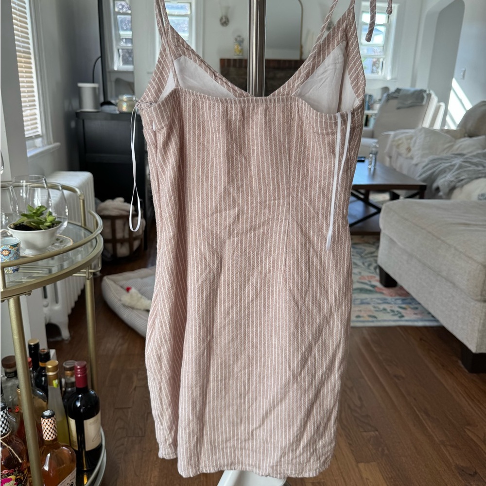 Striped Tan Linen Dress
